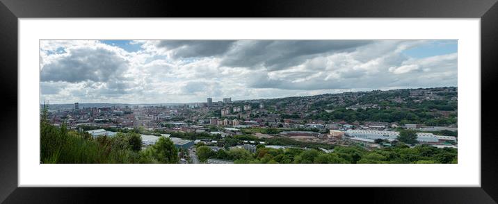 Sheffield City Panoramic Framed Mounted Print by J Biggadike