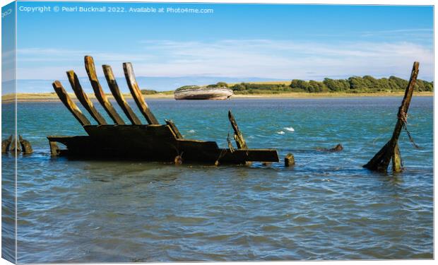 Shipwrecks in Traeth Dulas Anglesey Canvas Print by Pearl Bucknall