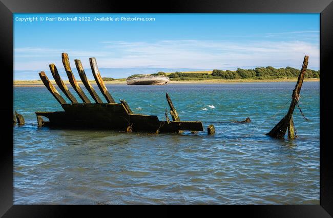 Shipwrecks in Traeth Dulas Anglesey Framed Print by Pearl Bucknall