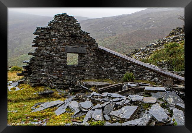 Penmachno Slate quarry ruined building, Betws-y-Coed North Wales Framed Print by Jenny Hibbert