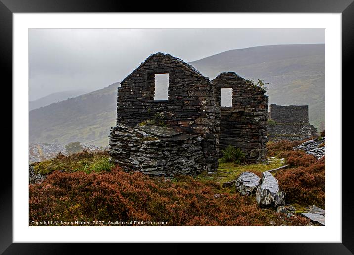 Remains of a building in Penmachno slate quarry North Wales Framed Mounted Print by Jenny Hibbert