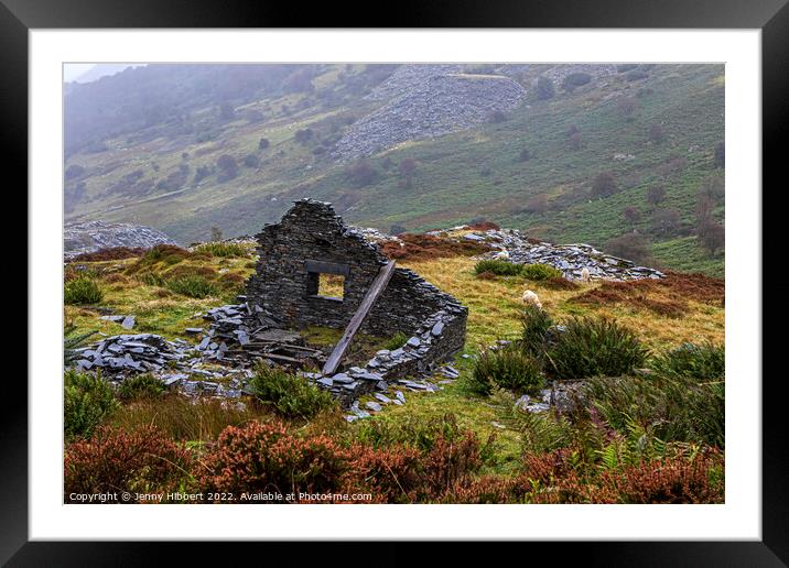 Ruined building in Penmachno slate Quarry North Wales Framed Mounted Print by Jenny Hibbert