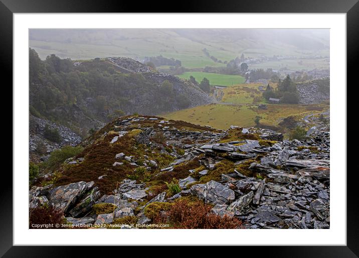 Looking down on Penmachno slate quarry North Wales Framed Mounted Print by Jenny Hibbert