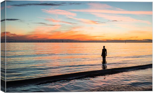 Silhouette of an Iron Man at sunset Canvas Print by Jason Wells
