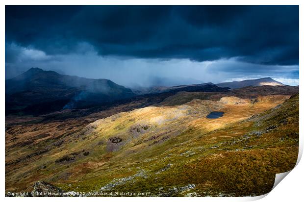  Snowdonia Mountains in Stormy Weather Print by John Henderson