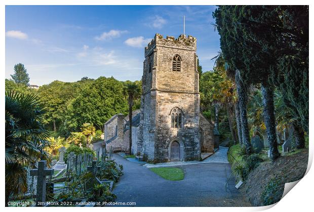 St Just in Roseland Church Print by Jim Monk