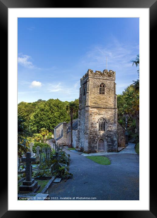 St Just in Roseland Church, Cornwall Framed Mounted Print by Jim Monk