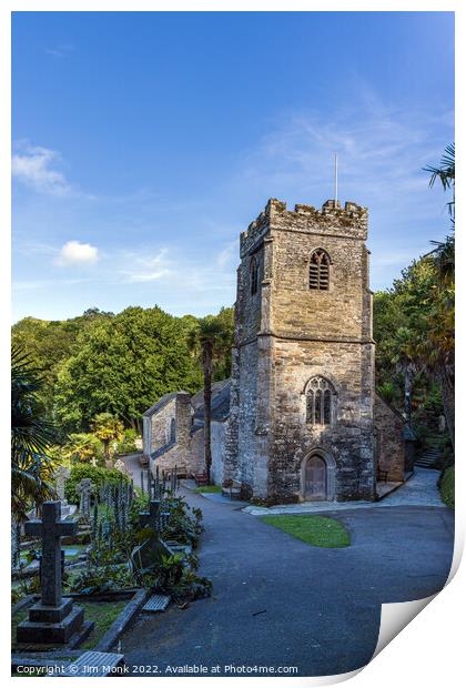 St Just in Roseland Church, Cornwall Print by Jim Monk