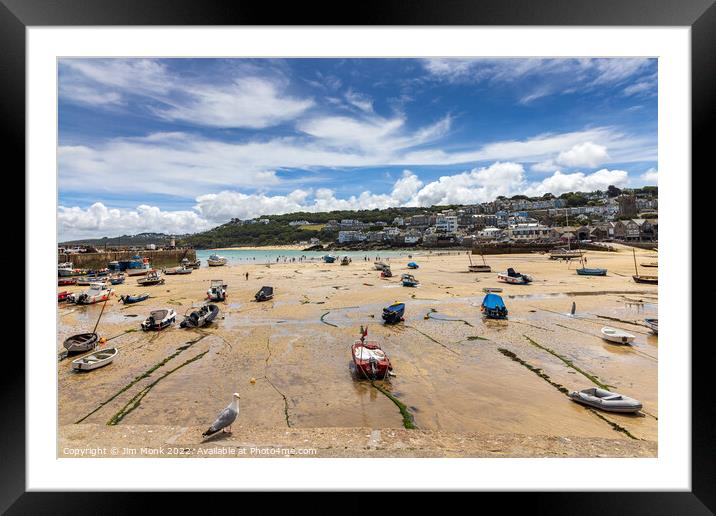 Low Tide at St Ives Harbour Framed Mounted Print by Jim Monk