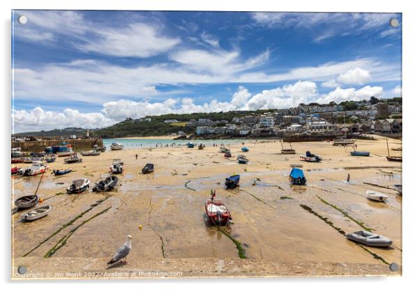 Low Tide at St Ives Harbour Acrylic by Jim Monk