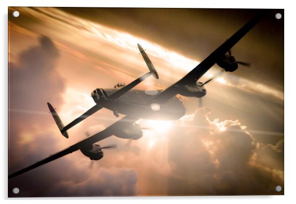 Lancaster Bomber Sun Rays Acrylic by J Biggadike