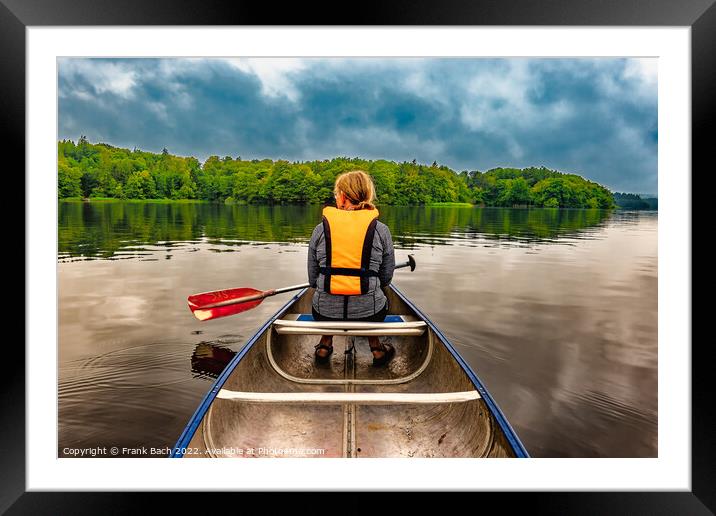 Canoing in the Lakes of Silkeborg, Denmark Framed Mounted Print by Frank Bach