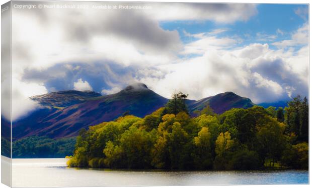 Catbells and Derwent Isle across Derwentwater Lake Canvas Print by Pearl Bucknall