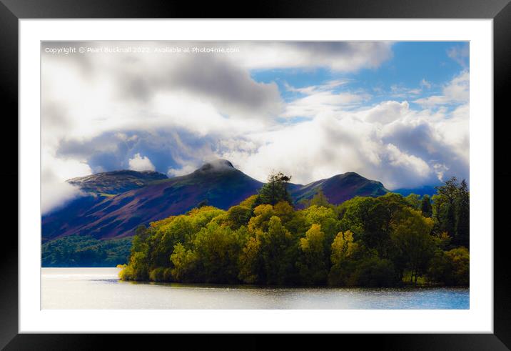 Catbells and Derwent Isle across Derwentwater Lake Framed Mounted Print by Pearl Bucknall