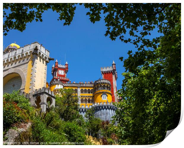 Pena Palace in Sintra, Portugal Print by Chris Dorney