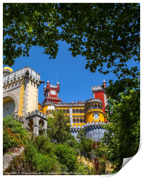 Pena Palace in Sintra, Portugal Print by Chris Dorney
