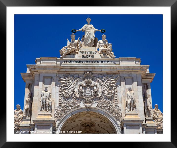 Rua Augusta Arch at Praca do Comercio in Lisbon, Portugal  Framed Mounted Print by Chris Dorney