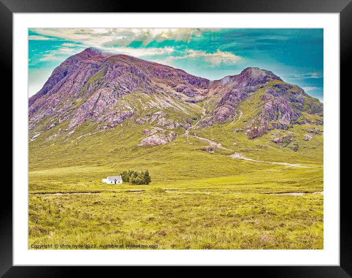 Glencoe Isolated Cotttage Framed Mounted Print by chris hyde