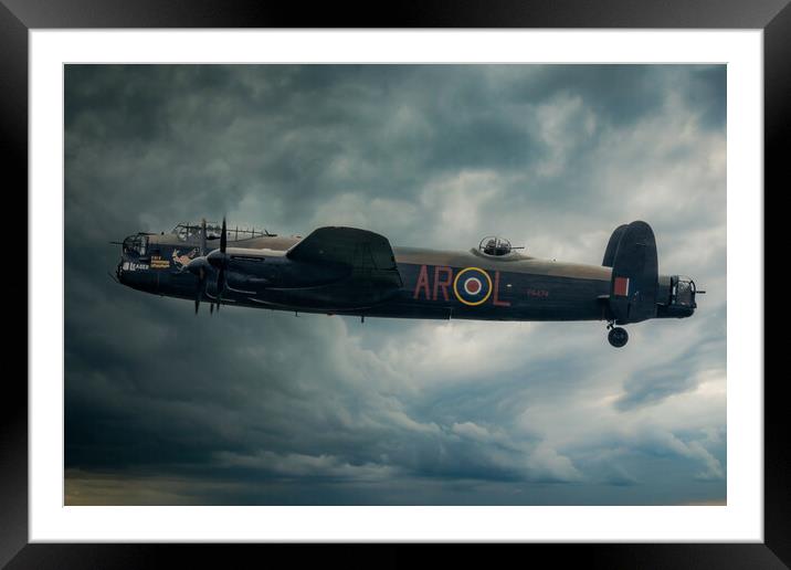 Lancaster Bomber Dark Sky Framed Mounted Print by J Biggadike