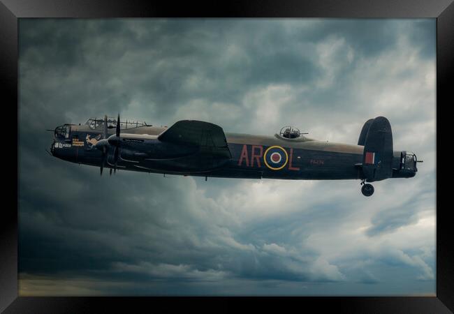Lancaster Bomber Dark Sky Framed Print by J Biggadike