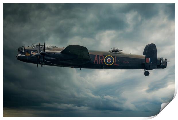 Lancaster Bomber Dark Sky Print by J Biggadike