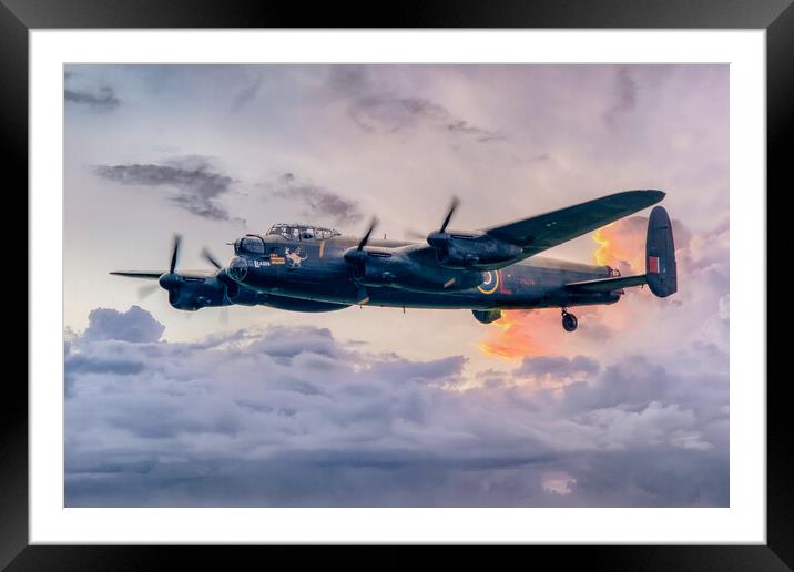 Lancaster Bomber Sunset Flyby Framed Mounted Print by J Biggadike