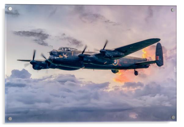 Lancaster Bomber Sunset Flyby Acrylic by J Biggadike