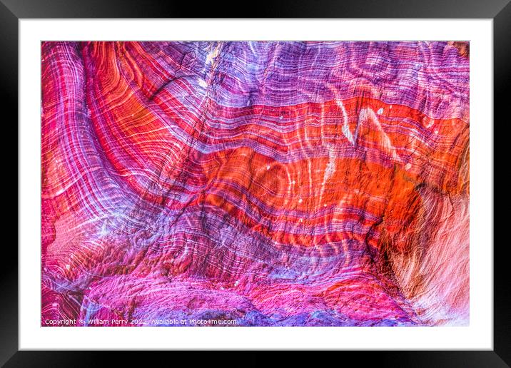 Rose Red Purple Rock Abstract Near Royal Tombs Petra Jordan Framed Mounted Print by William Perry