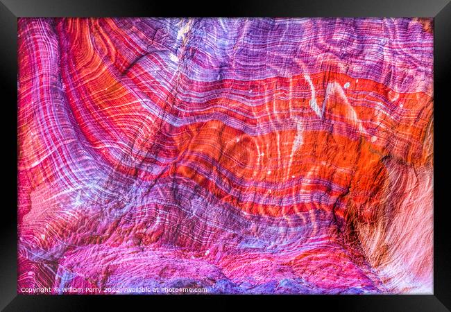 Rose Red Purple Rock Abstract Near Royal Tombs Petra Jordan Framed Print by William Perry