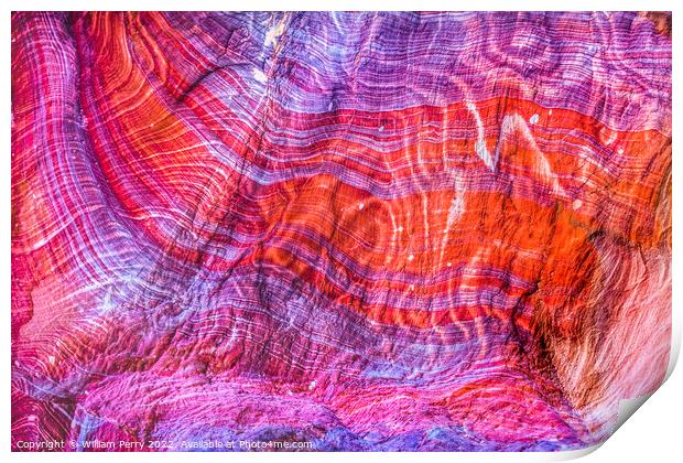 Rose Red Purple Rock Abstract Near Royal Tombs Petra Jordan Print by William Perry