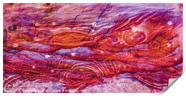 Red Rock Abstract Near Royal Tombs Petra Jordan Print by William Perry