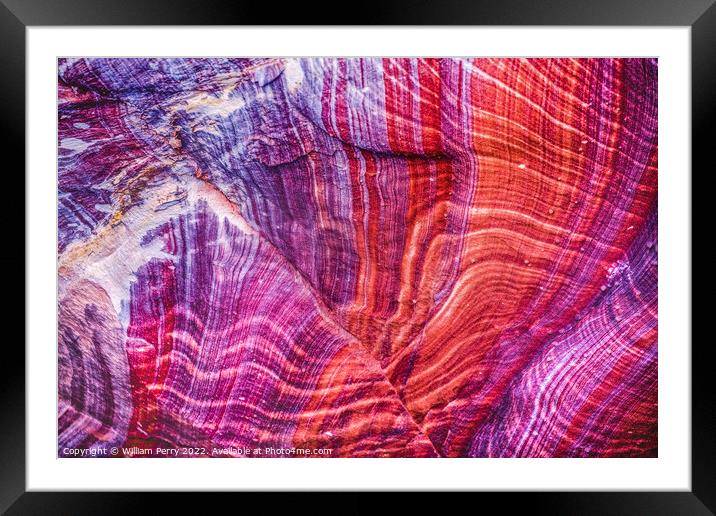 Red Purple Rock Abstract Near Royal Tombs Petra Jordan Framed Mounted Print by William Perry