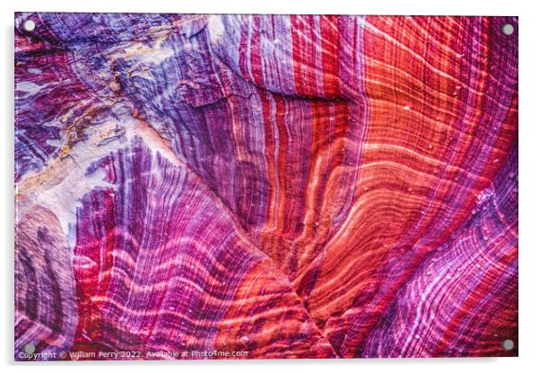 Red Purple Rock Abstract Near Royal Tombs Petra Jordan Acrylic by William Perry