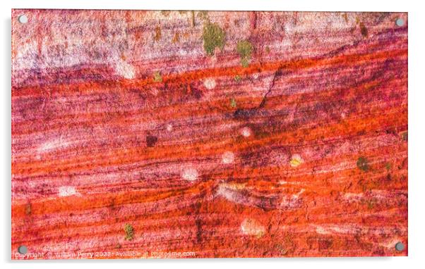 Red White Green Rock Abstract Near Royal Tombs Petra Jordan Acrylic by William Perry