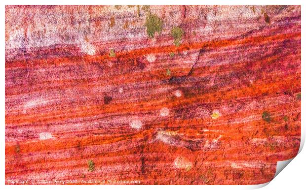 Red White Green Rock Abstract Near Royal Tombs Petra Jordan Print by William Perry