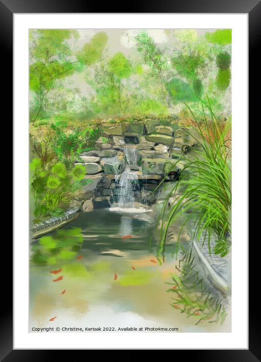 Waterfall Painting Framed Mounted Print by Christine Kerioak