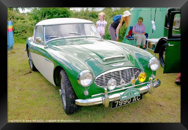 Classic vintage Austin healey sports. Framed Print by john hill