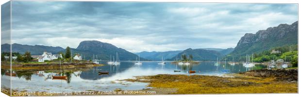 Plockton and Loch Carron panoramic landscape, High Canvas Print by Delphimages Art