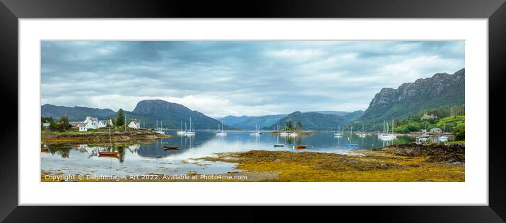 Plockton and Loch Carron panoramic landscape, High Framed Mounted Print by Delphimages Art