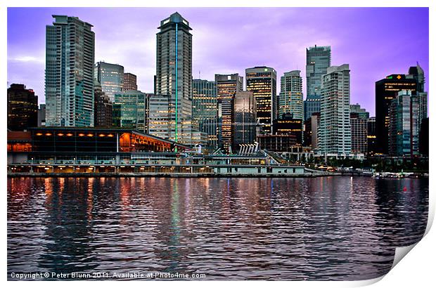 Vancouver Harbour @ Dusk Print by Peter Blunn