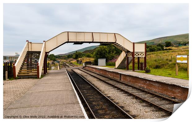 Footbridge over the tracks Print by Clive Wells