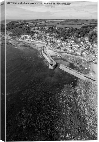 Mousehole Cornwall vert pan monochrome Canvas Print by Graham Moore