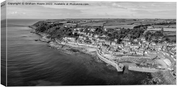 Mousehole Cornwall pan monochrome Canvas Print by Graham Moore