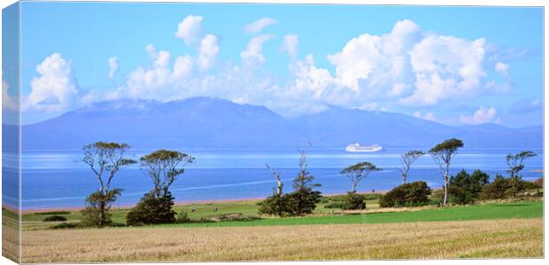 Cruise ship Ambition sailing past Portencross and  Canvas Print by Allan Durward Photography