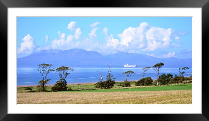 Cruise ship Ambition sailing past Portencross and  Framed Mounted Print by Allan Durward Photography