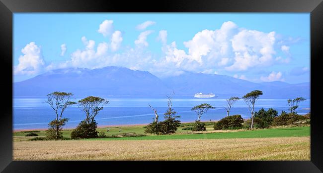 Cruise ship Ambition sailing past Portencross and  Framed Print by Allan Durward Photography