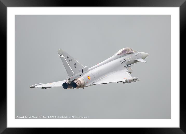 Spanish Air Force Eurofighter Typhoon Climbs Away Into A Darkening Sky Framed Mounted Print by Steve de Roeck