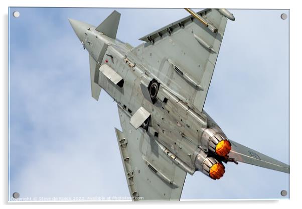 Eurofighter Typhoon Roars Upwards Turning Tightly With Reheat Blasting.  Acrylic by Steve de Roeck