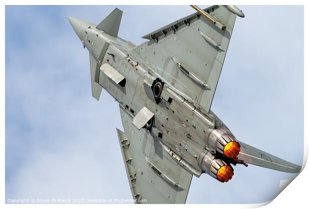 Eurofighter Typhoon Roars Upwards Turning Tightly With Reheat Blasting.  Print by Steve de Roeck
