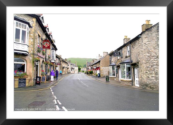 Cross street at Castleton Derbyshire. Framed Mounted Print by john hill